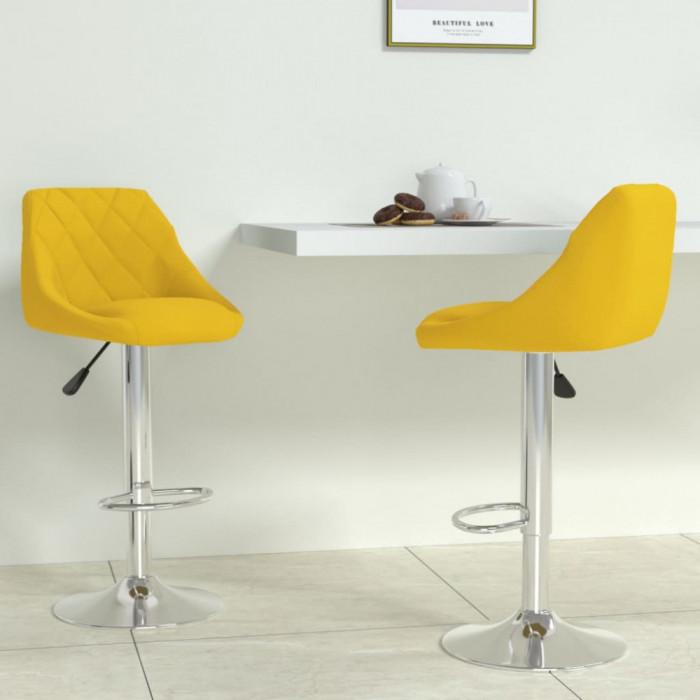 vidaXL Scaune de bar, 2 buc., galben muștar, catifea 335312