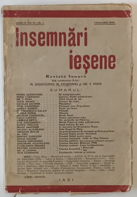 INSEMNARI IESENE , REVISTA LUNARA , ANUL IV , VOLUMUL IX - NR. 1 , 1 IANUARIE , 1939 foto