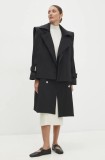 Answear Lab trenci femei, culoarea negru, de tranzitie, oversize