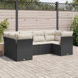 vidaXL Set mobilier de grădină cu perne, 6 piese, negru, poliratan 3249945