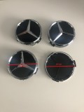 Capace Janta Mercedes 60mm/56mm Negre, Set 4 Bucati, Plastic+Metal