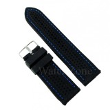 Curea Silicon Negru Cu Cusatura Albastra 22mm 24mm 26mm WZ751, Time Veranda