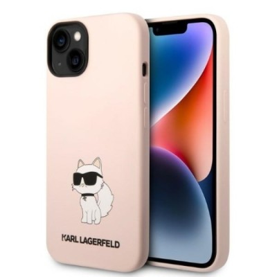 Husa pentru iPhone 15 Plus / iPhone 14 Plus - Karl Lagerfeld Silicone (KLHCP14MSNCHBCP) - Pink Choupette foto
