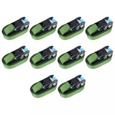 vidaXL Chingi de fixare cu clichet, 10 buc., verde, 6 m, 800 daN