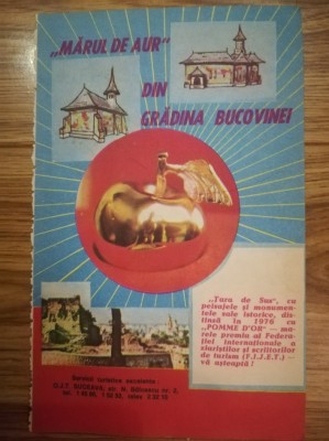 1977 Reclamă OJT Suceava, MARUL DE AUR, Bucovina turism comunism 19x12 foto