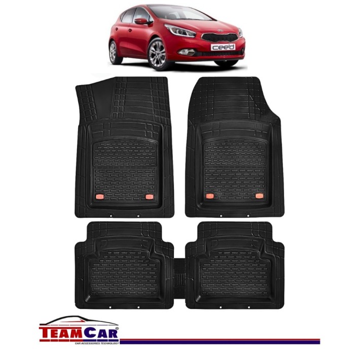 Covorase Auto TeamCar&reg; Kia Ceed JD (2012-2018) - Negru - Cauciuc Rezistent Tip Tavita