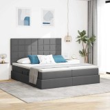 vidaXL Pat cu storage Gri &icirc;nchis 200 x 200 cm Piele artificială 3372204