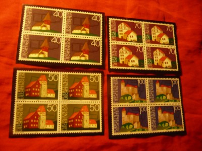Serie Liechtenstein 1975 -Anul cladirilor istorice , 4val.-blocuri 4 val. foto