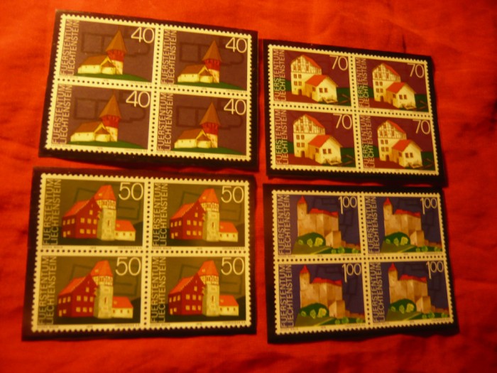 Serie Liechtenstein 1975 -Anul cladirilor istorice , 4val.-blocuri 4 val.
