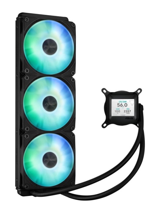 Cooler procesor asus prime lc 360 lcd argb negru marime radiator 360mm 3 ventilatoare argb