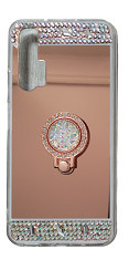Husa silicon oglinda , inel si pietricele Huawei Nova 5T , Roz foto