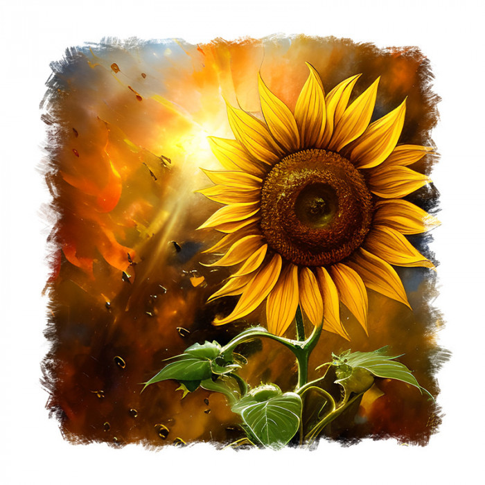 Sticker decorativ, Floarea Soarelui, Galben, 55 cm, 9435ST