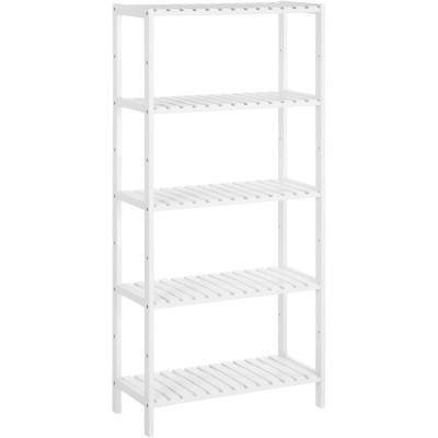 SONGMICS Etajera 5 niveluri, din bambus, pozitii reglabile, multifunctionala pentru bucatarie sau hol, 60x26x130 cm, alb Household NewTrend foto