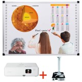 Pachet Tabla interactiva de 102&amp;#8243;, VISUAL Genius, tehnologie tactila IR, 20 puncte de atingere, suport tavan