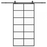 Cumpara ieftin Usa glisanta cu set de feronerie neagra 102x205 cm Sticla ESG