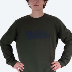 Fjallraven hanorac de bumbac Logo Sweater bărbați, culoarea verde, cu imprimeu F84142