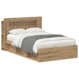 vidaXL Cadru de pat cu depozitare Stejar Artizanal 120 x 200 cm 3433470