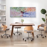 Set tablouri din p&acirc;nză, copac &icirc;n ploaie, multicolor, 200x80 cm