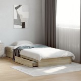 VidaXL Cadru de pat cu sertare stejar sonoma 90x200 cm lemn prelucrat
