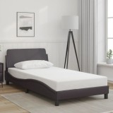 VidaXL Cadru de pat cu tăblie, gri, 100x200 cm, piele ecologică