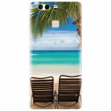 Husa silicon pentru Huawei P9, Beach Chairs Palm Tree Seaside