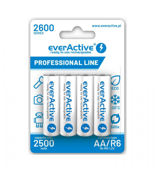 Baterii reincarcabile R6 AA 2600mAh everActive Professional-Conținutul pachetului 1x Blister