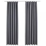 Cumpara ieftin Draperii opace cu carlige, 2 buc., gri, 140 x 245 cm