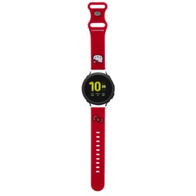 Curea pentru Samsung Watch 4/5, Huawei Watch GT 3 (42mm)/GT 3 Pro (43mm) - Hello Kitty Strap Silicone Kitty Head (HKUWMSCHBLR) - Red foto