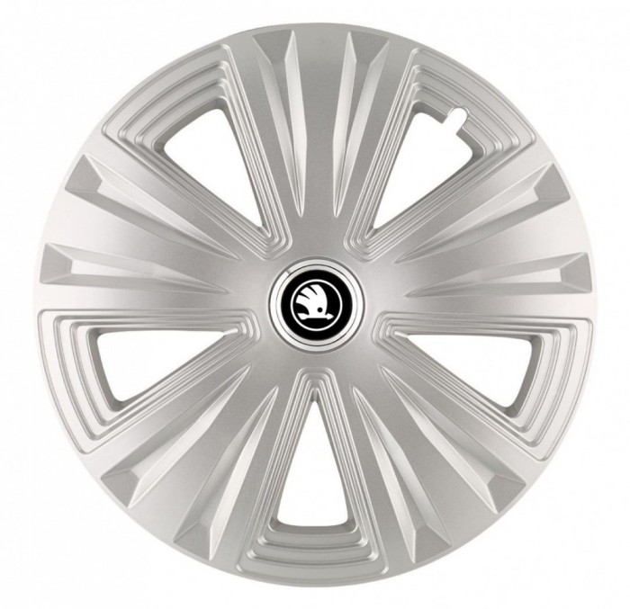 Set 4 capace roti pentru Skoda Nou Alb-Negru, model Glory Gray, R14