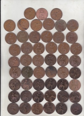bnk mnd Marea Britanie Anglia lot 50 monede diferite 1 penny foto