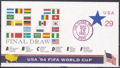 SUA 1994 - Cupa Mondială de fotbal - S.U.A.,Extragerea Grupelor, plic foto