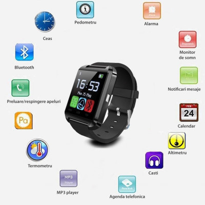 Ceas smartwatch, bluetooth, 11 functii, handsfree, MP3 player, SoVogue, negru, RESIGILAT foto