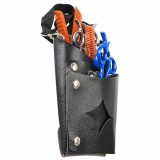 Borseta umar pentru ustensile frizerie, stilist, coafor, cosmetica, model cu stea si capse, negru