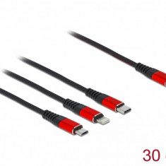Cablu de incarcare USB 3 in 1 USB-C la Lightning / Micro USB / USB-C T-T 0.3m, Delock 86710