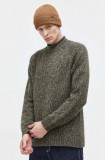 Abercrombie &amp; Fitch pulover din amestec de lana barbati, culoarea verde, cu turtleneck