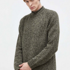 Abercrombie & Fitch pulover din amestec de lana barbati, culoarea verde, cu turtleneck