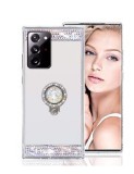 Husa silicon oglinda , inel si pietricele Samsung Note 20 Ultra , Argintiu