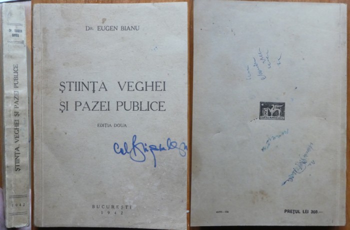 Dr. Eugen Bianu, Stiinta veghei si pazei publice, 1942