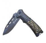 Cutit pliabil pentru camping si drumetii, 21.5 cm, cremene, fluier, sfoara