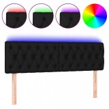 Cumpara ieftin Tablie de pat cu LED, negru, 160x7x78/88 cm, textil