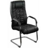 Scaun pentru vizitatori, inaltime maxina 113 cm, spatar captusit, Negru, General