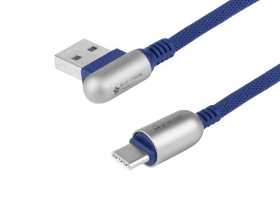 Cablu De &amp;icirc;ncărcare și Sincronizare , 120 Cm, Microfibră &amp;icirc;mpletită, Usb Cu Unghi Dublu &amp;amp;gt; Usb-c, Bleumarin Maway 63029NV foto