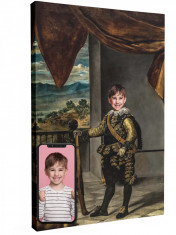 Tablou canvas personalizat, cu poza copilului in stil Regal, Intaglio, color, print pe panza Premium foto