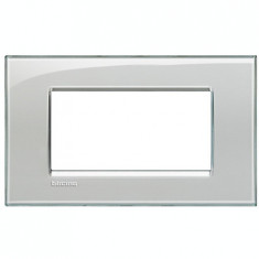 Placa ornament ,4 module, gri gheata, living light, BTICINO