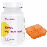Cumpara ieftin Set supliment alimentar si cutie pilule, recomandat antistress, Stress Management B Complex, 100 tablete, CaliVita