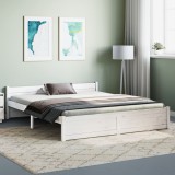 VidaXL Cadru de pat King Size, alb, 150x200 cm, lemn masiv