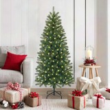 Brad de Crăciun artificial cu 150 LED Verde 150 cm PE și PVC