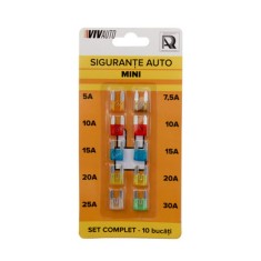 Set 10 sigurante auto mini VIvauto, 5A-30A