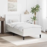 vidaXL Cadru de pat cu saltea Alb 90 x 190 cm Piele artificială 3414896