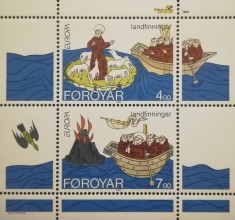 BC39, Insulele Feroe 1994, colita corabii, europa cept foto